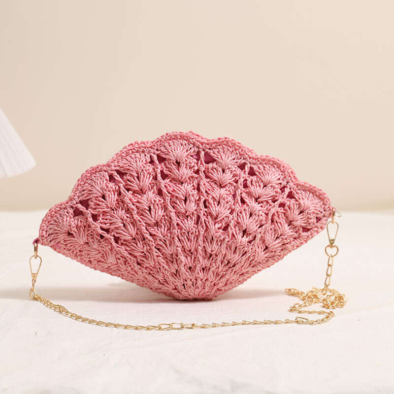 Handmade Beach Bag Fairy Shell Crossbody New Fashionable Hollow Fan Shaped Straw Woven Women's Seaside Vacation Beach Bag Kq2
