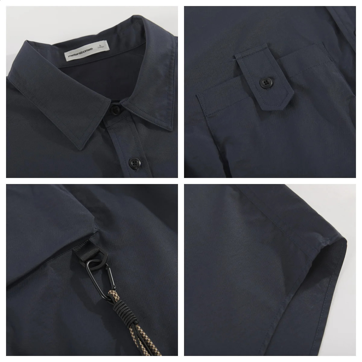 Metersbonwe Mens Polo Neck Short Sleeve Freight Shirt Loose Solid Color Business Shirt Japanese Style Summer 250411