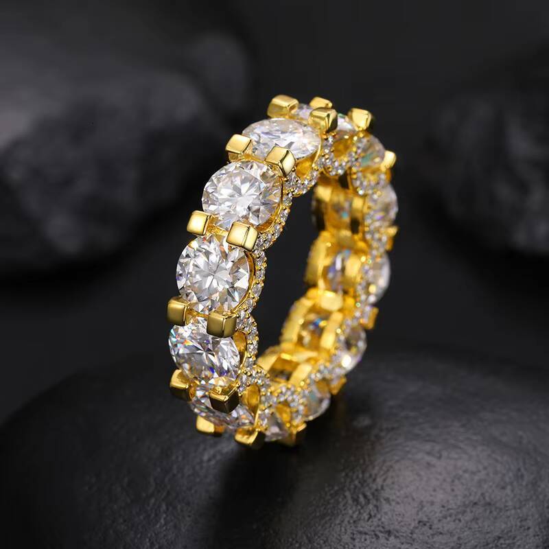 Synthetic Diamond Ring Men Moissanite Diamonds Mens Rings 925 Sterling Silver Moissanite Ring Hip Hop