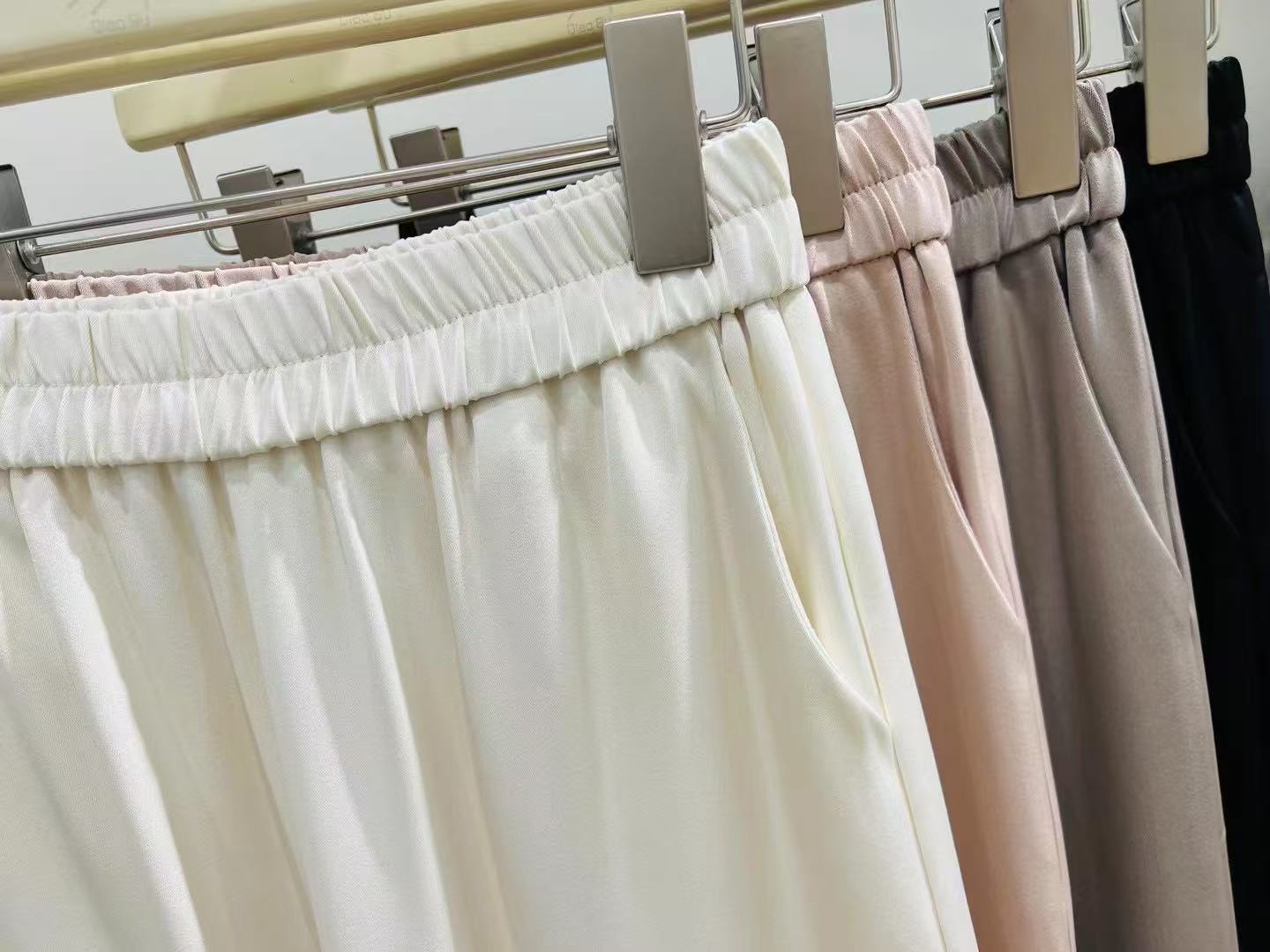 Women's Minimalist Casual Pants with Acetic Acid Fabric