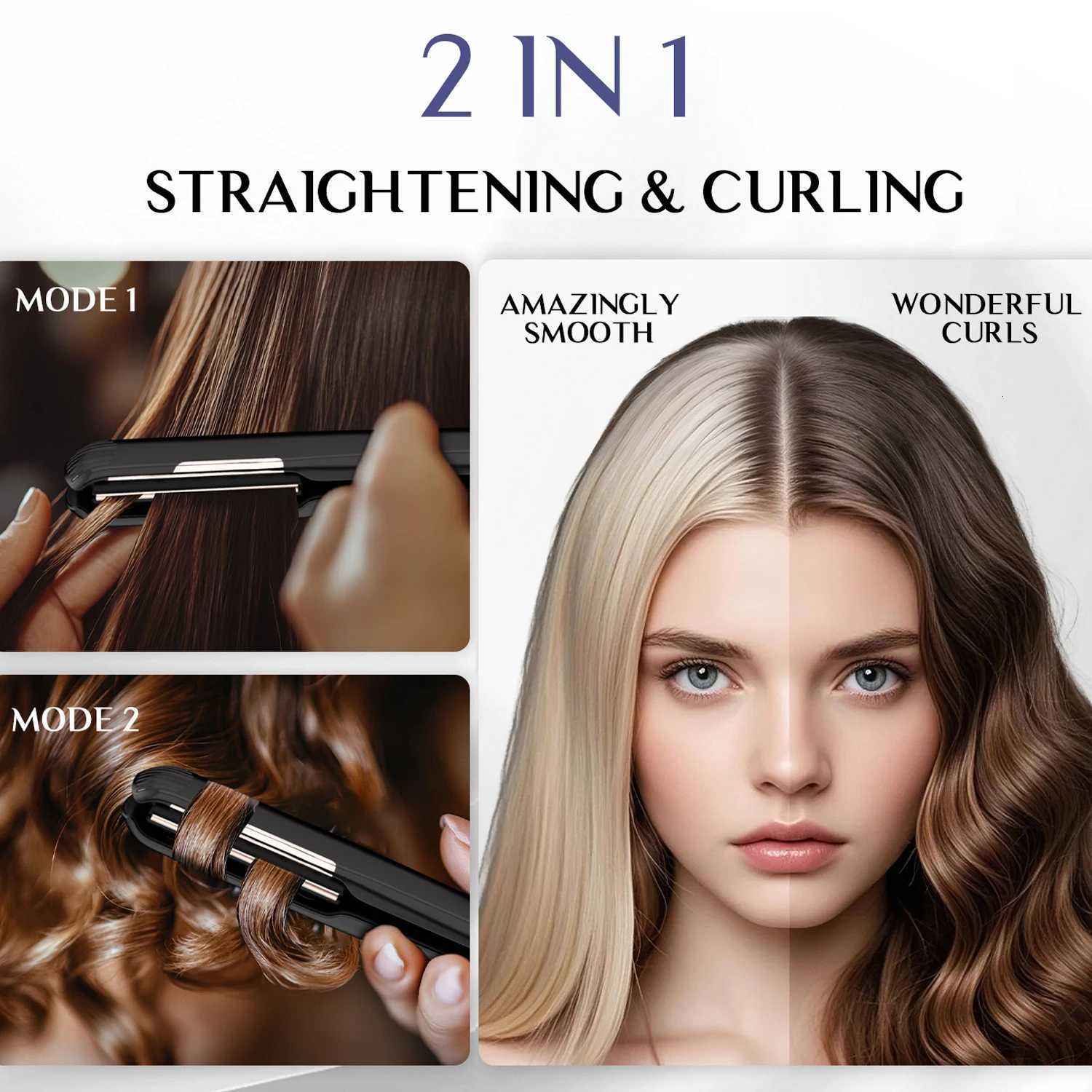 Suspended Floating Hair Straightener Curler 2 In 1 Plasma Flat Iron 450F / 230C Ceramic Plate Straightening Irons Smooth FrizzT251114