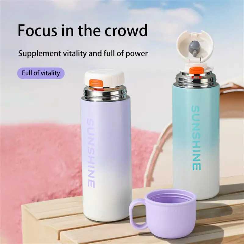 New 316 Stainless Steel Thermos Cup Simple With Lid Three-purpose Bounce Cup High Value Portable Gradient Color Thermos Cup C251114