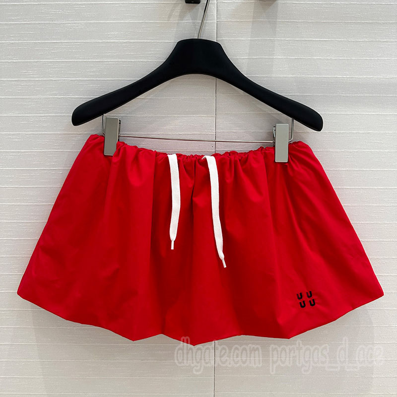 Luxury Mini Ball Gown Skirt for Women Designer Letter Embroidered Drawstring Skirts Summer Vacation Street Style Birthday Miniskirt