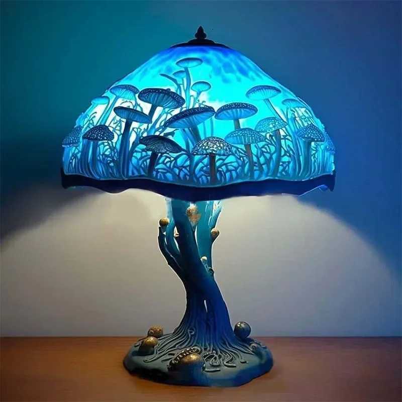 Stained Plant Series s Resin Colorful Bedroom Bedside Flower Mushroom Retro Table Night Lamp Atmosphere Light M251114