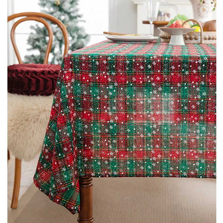 Christmas Christmas Grid Tablecloth White Snow Ornamental tassel Table Vintage Dining Table Cover For kitchen Party Birthday Decor Y251113