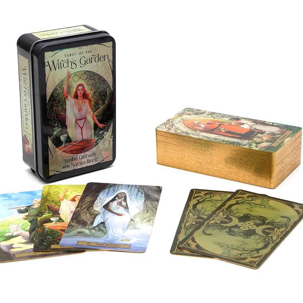 tarot of the witchs garden 78 deck in a Tin Metal Box Gold-plated Edge 1036cm English Tarot Cards For Divination Tarot Deck C251114