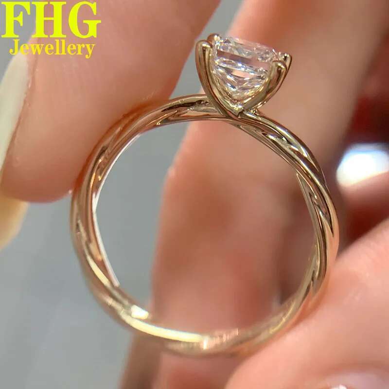 1 2 3 4 5 Carat Au750 18K White Gold Ring luxurious princess shape moissanite Diamonds Wedding Engagement Anniversary Gift Ring