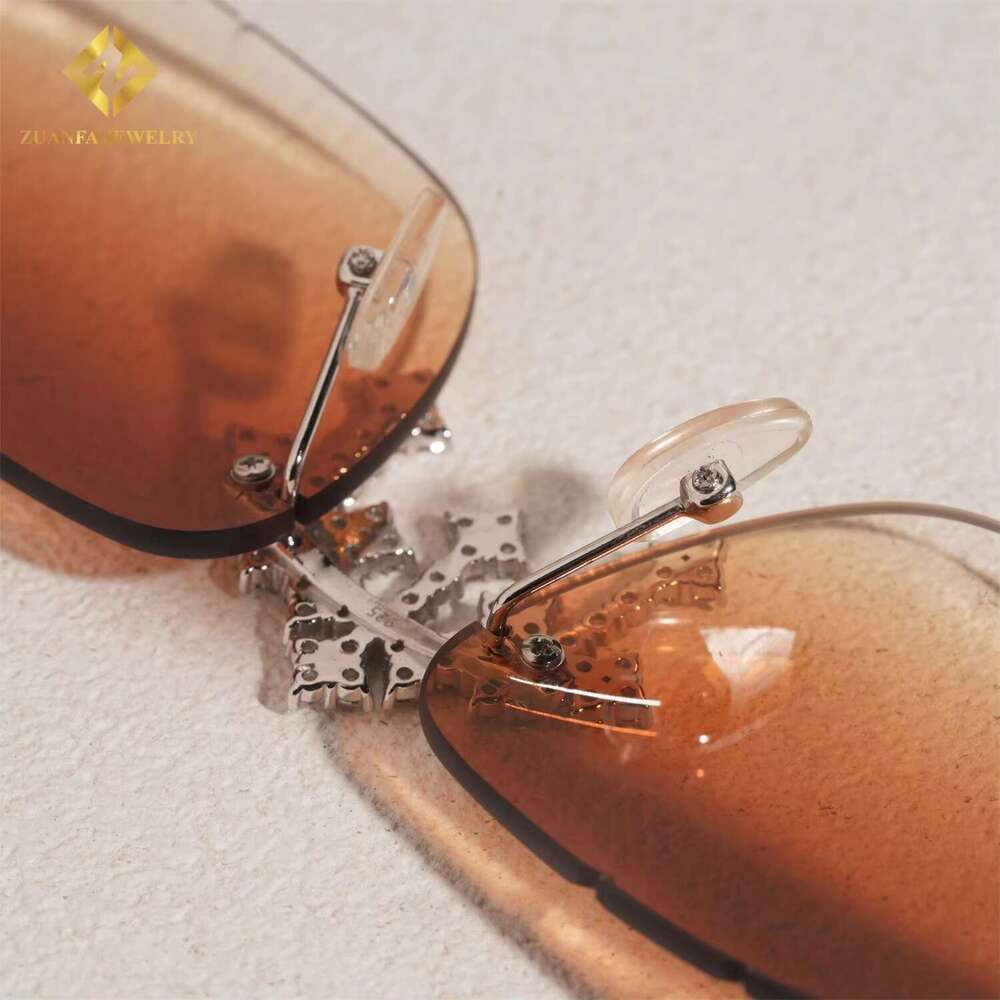Fashion Unisex Cross Cluster Sunglasses VVS Dia Iced Out Hip Hop Bg Moissanite Glasses