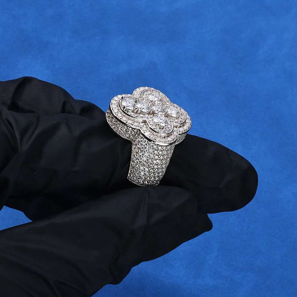 New Arrival HipHop Fine 925 Silver Moissanite Christ Jewelry Iced Out Bling Cross Ring for Men Women Valentines Day Pray Gift