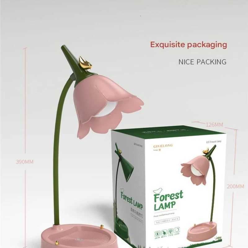 Girls heart flower and bird three-speed dimming rechargeable LED lamp childrens reading lamp student dormitory lamp M251114