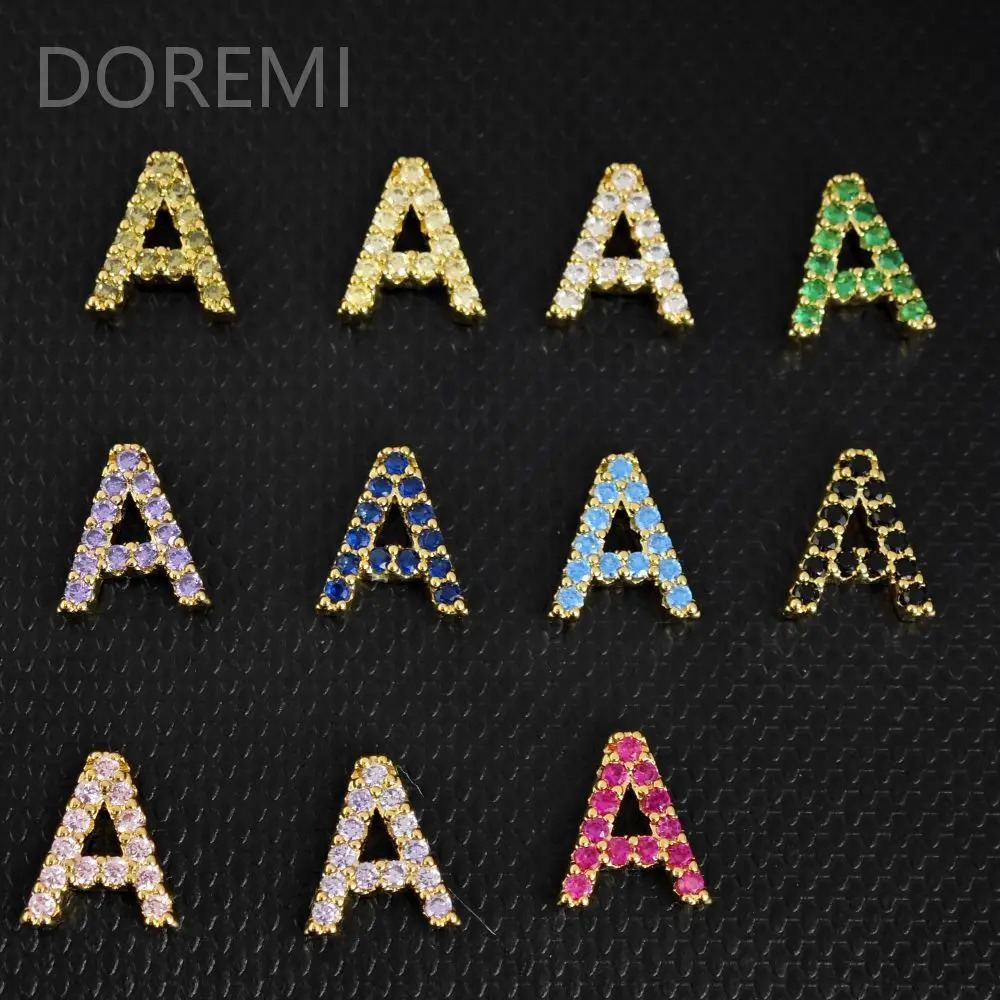 DOREMI Women Coloful Zircon Initial Letter Spiral Staggered Bangle Custom Letters Charm Heart Star Moon Symbol Gift Bracelet 250408