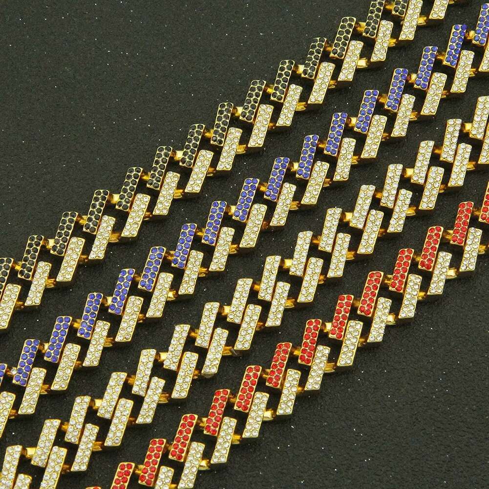 15MM Paved Rhinestones Prong Cuban Link Chain Bracelet for Men Women Bling Iced Out Cuban Bracelet Hip Hop Rapper Jewelry Gift