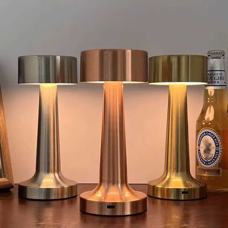 Retro Table Lamp Metal Touch Decor for Bar Coffee Table Restaurant Decoration Light Desk LED Rechargeable Night Lights Bedroom M251114