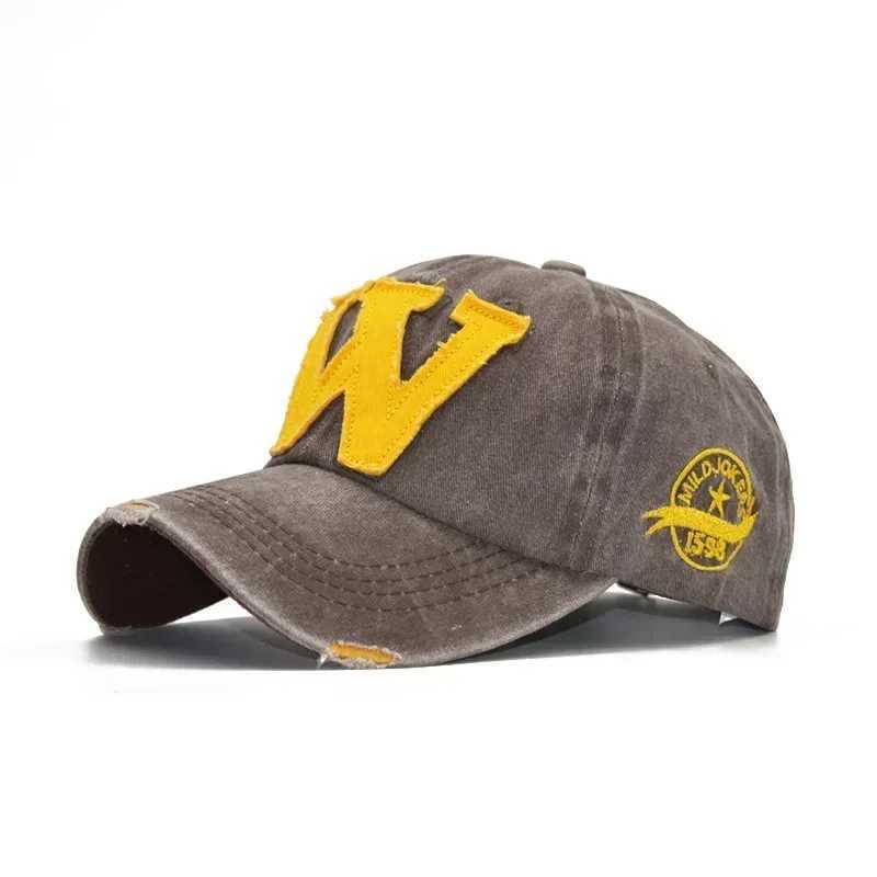 Embroidery Letter W baseball cap snap cap bone box cap Distressed Wearing suitable for mens custom hats W250414