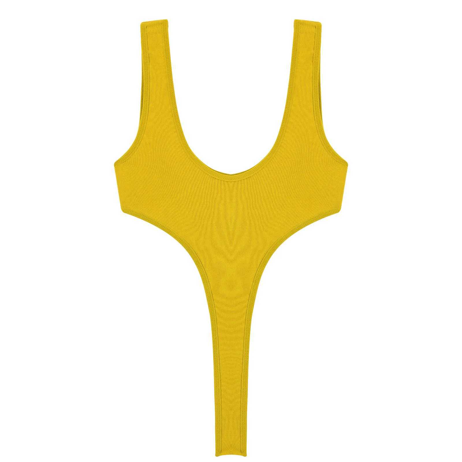 Womens Swimsuit One Piece Silky See Through Sheer Lingerie Swimwear Deep Scoop Neck Sleeveless High Cut Thong Leotard BodysuitW251113