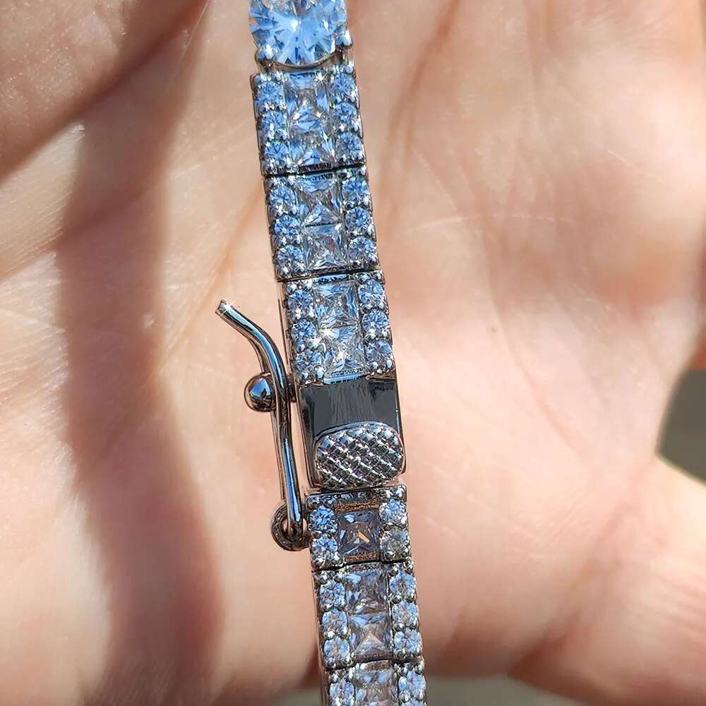 6mm Women Inlay Zircon Tennis Link Bracelet Bling Iced Out Hip Hop Square and Circle Type Tennis Chain Copper Bracelet