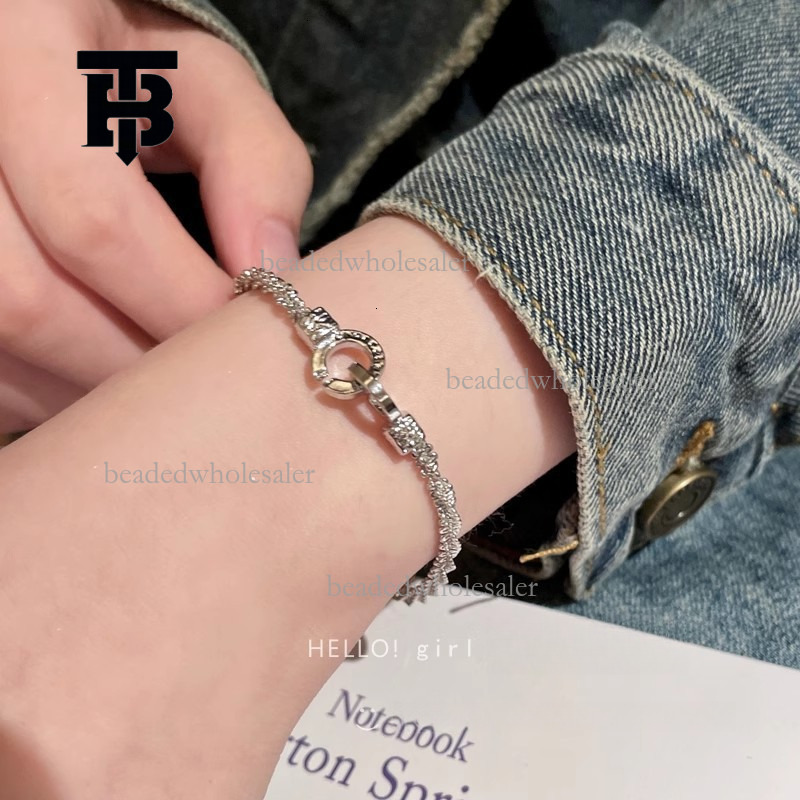 TB BHULAMTE Designer Fashion Unique Bracelet Broken Silver Double Ring Lock Personalized Necklace Luxurious And Versatile Handmade Women's Jewelr