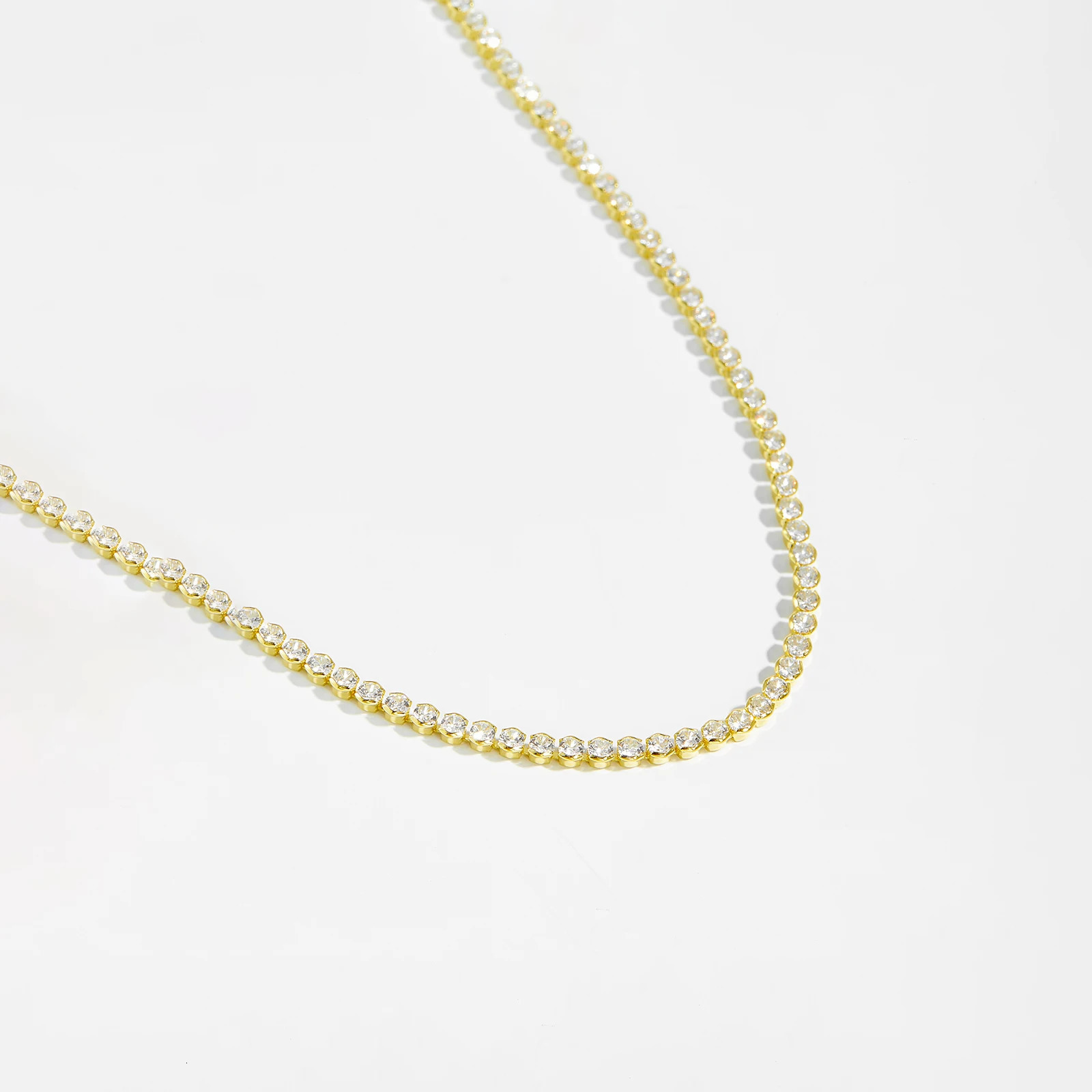 ANDYWEN 925 Sterling Silver Gold Zircon CZ Charm Choker Long Chain Necklace Wedding Jewelry Special Chain Soft Jewel 250407