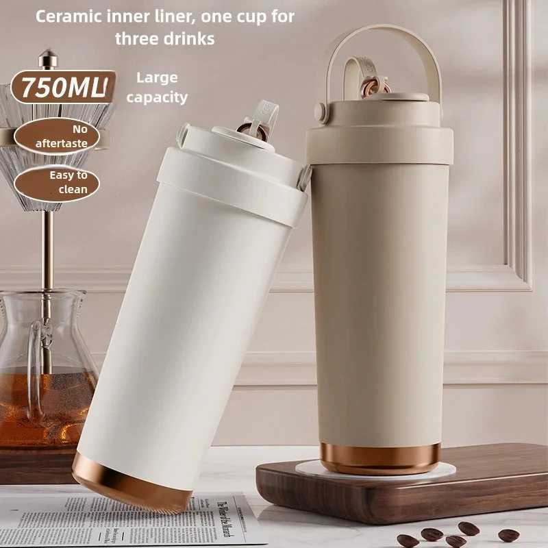 Large capacity Dual Drink Ceramic Inner Pot Insulated Cup Suitable for Men Women With Straws and coffee cups for outdoor travel C251114