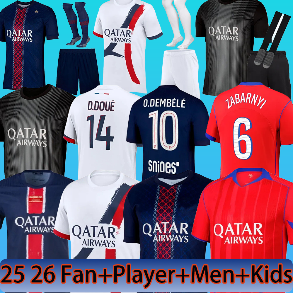 2025 2026 maillot de foot O.Dembele Kvaratskhelia soccer jerseys 4th JOAO NEVES D.DOUE HAKIMI football shirt 25 26 hommes BARCOLA N.MENDES PACHO PARIS