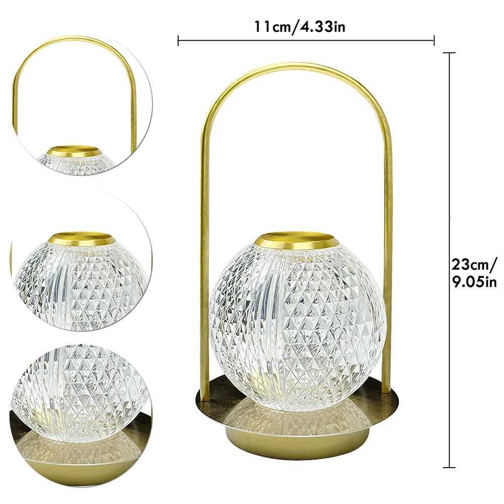 Touch Table Lamp Rechargeable Wireless Portable Bedroom Bedside Crystal Desk Lamp Night Light LED Decor Lights for Bar Coffee M251114