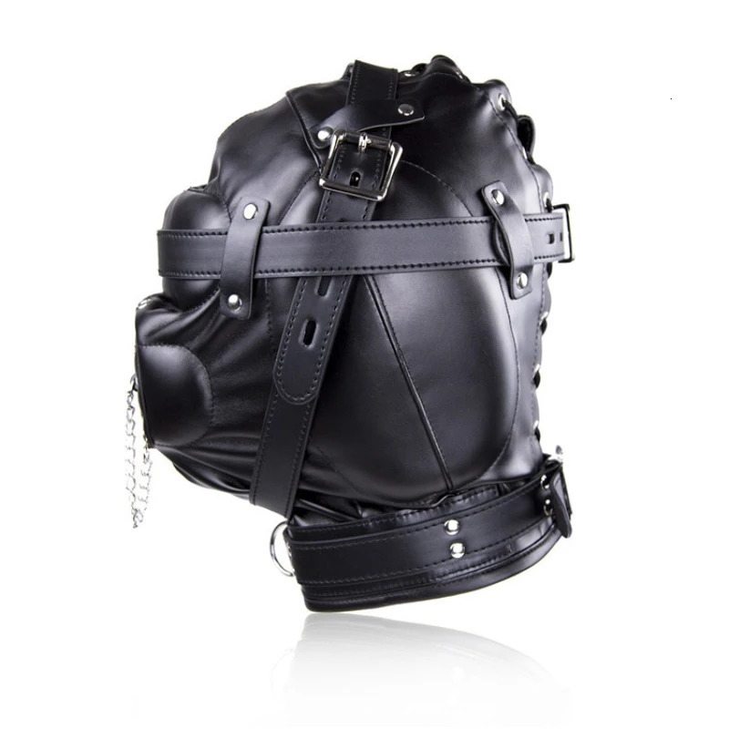Black Fetish Cosplay Leather PU Full Face Mask Hood Punk Style Patent Leather Mask for Woman Man Halloween Party Mysterious Mask 250410