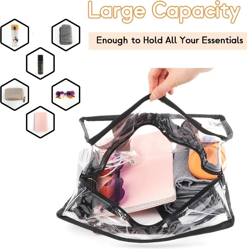 Clear Bag for Stadium Events Approved 12x6x12 Large Transparent Tote Bag with Zipper PVC Clear Bag Stadium Approved 250407