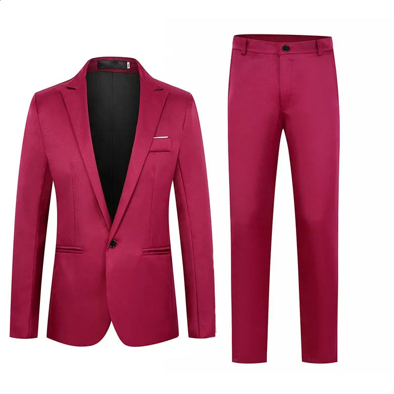 Western-Style Mens Casual Business Suit Solid Color Single Button Husband Man Dinner Gown Small Western-Style Clothes 250409