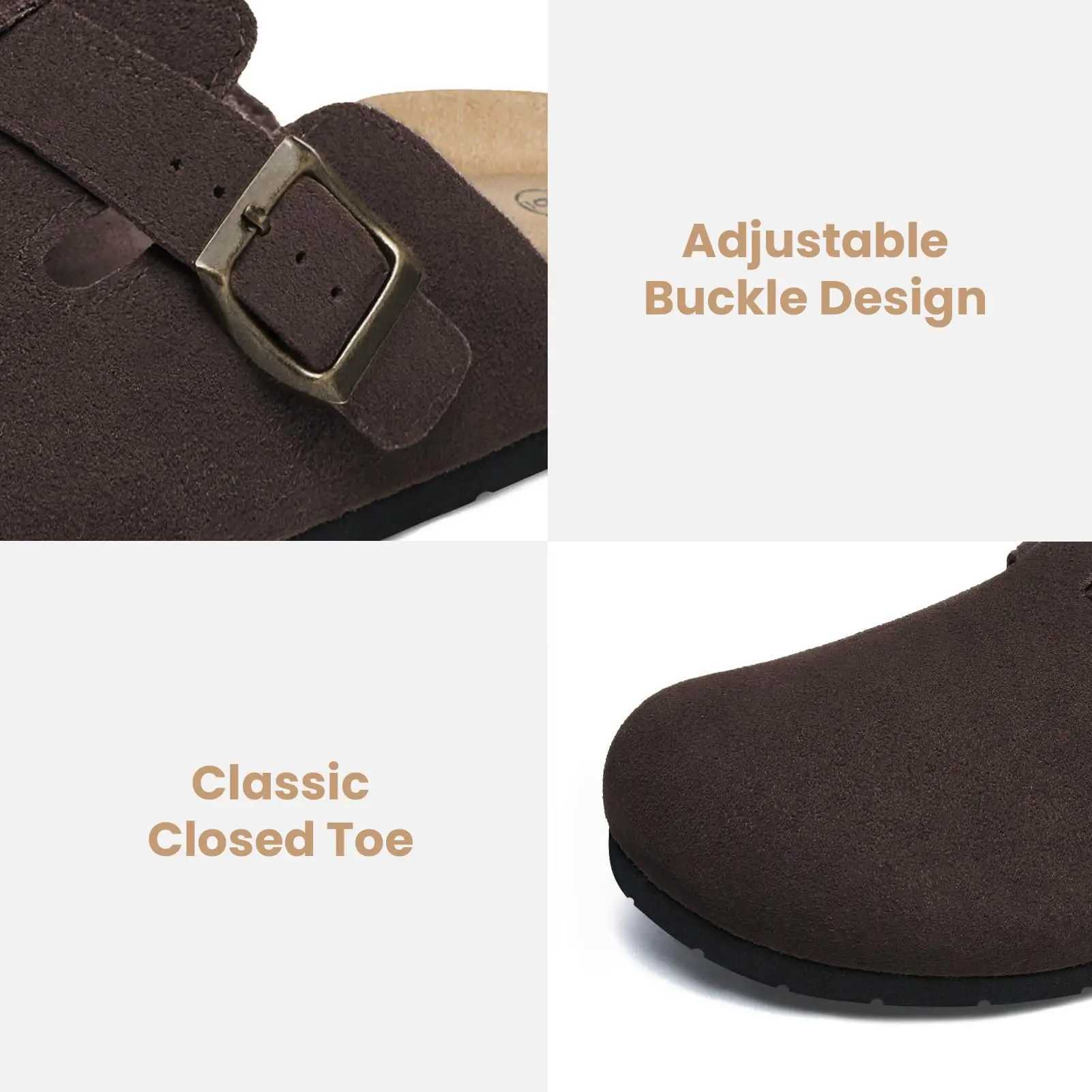 hot Evshine Fashion Sliding Button with Foot Mat Wide Summer Mens Cork Mule Cow Fleece Face Womens Treasure Head Clogs W250414