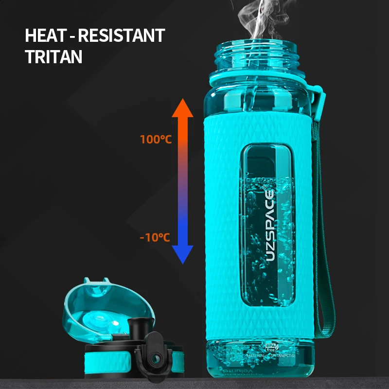 UZSPACE Sport Water Bottles BPA Free Portable Gym Anti-fall Leak-proof Large Capacity Fitness Kettle Tritan Plastic Drink Bottle 250411