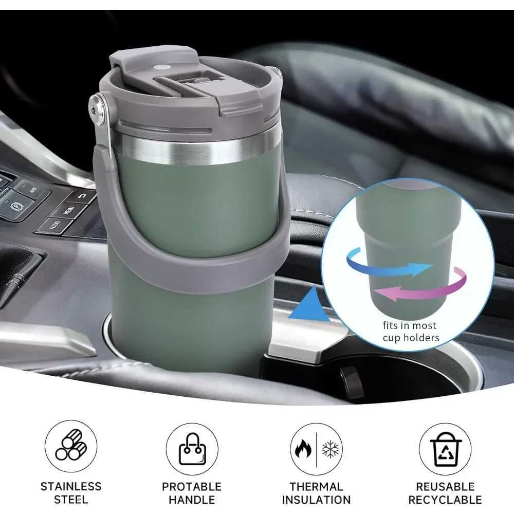 900ml Thermos Cup with Handle Drinking Water Bottle Insulated Stainless Steel Vacuum Water Bottle for Office Home Sports or Car C251114
