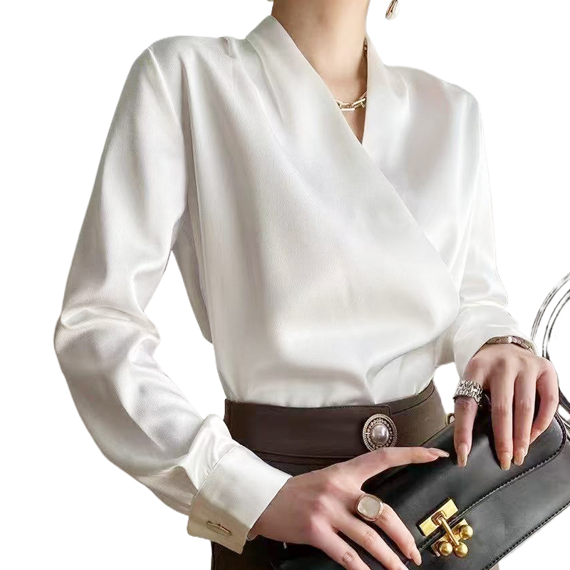 Artificial Silk Women's Short-Sleeved Shirt for Sophisticated Style