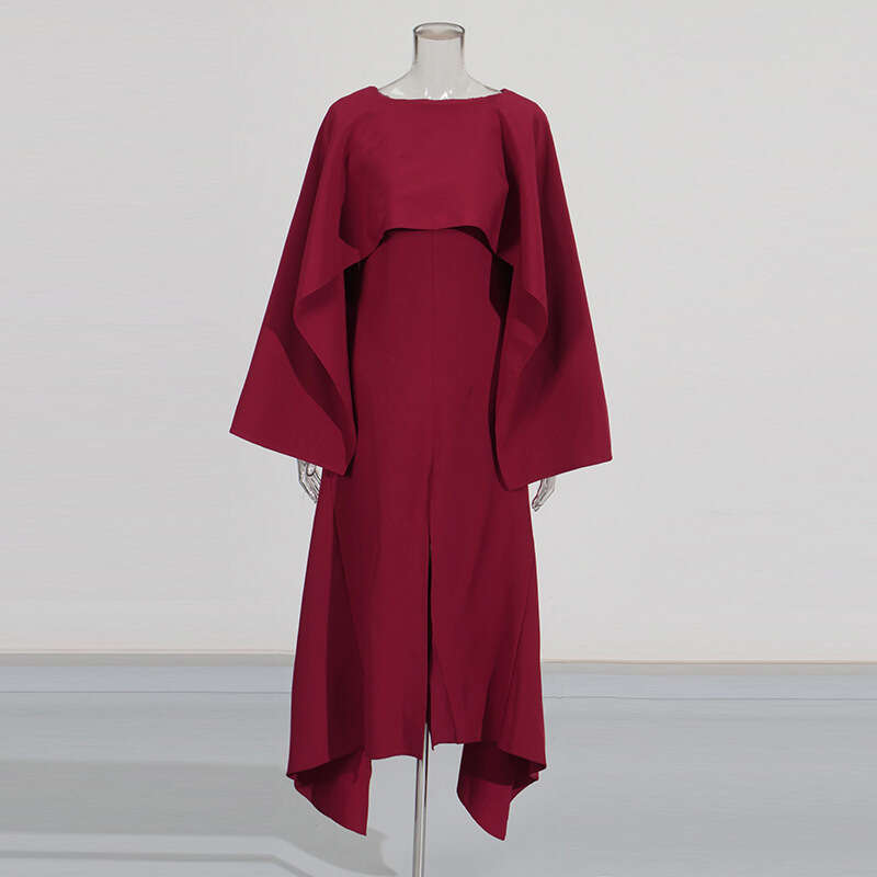 Designer Elegant Irregular Vietnamese Shawl Dress - Spring & Summer Collection with Side Slit Feature