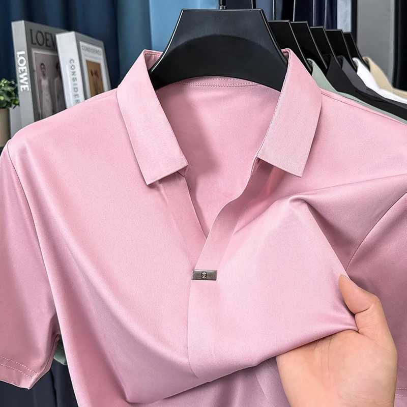 High quality summer new business hot stamping mens short sleeved long sleeved polo shirt with a stylish casual collar and luxurious cut collar W250414