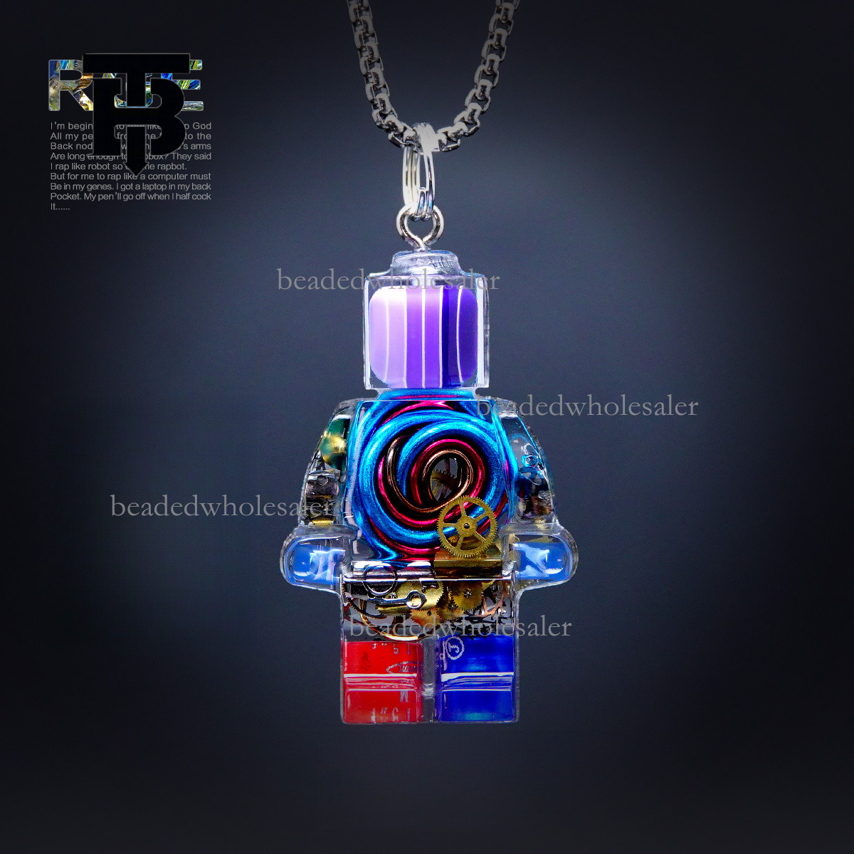 TB BHULAMTE Designer Original Fashion Necklace Y2K New Cyberpunk Style Necklace Colorful Neon Robot Pendant Luxury Jewelry Keychain