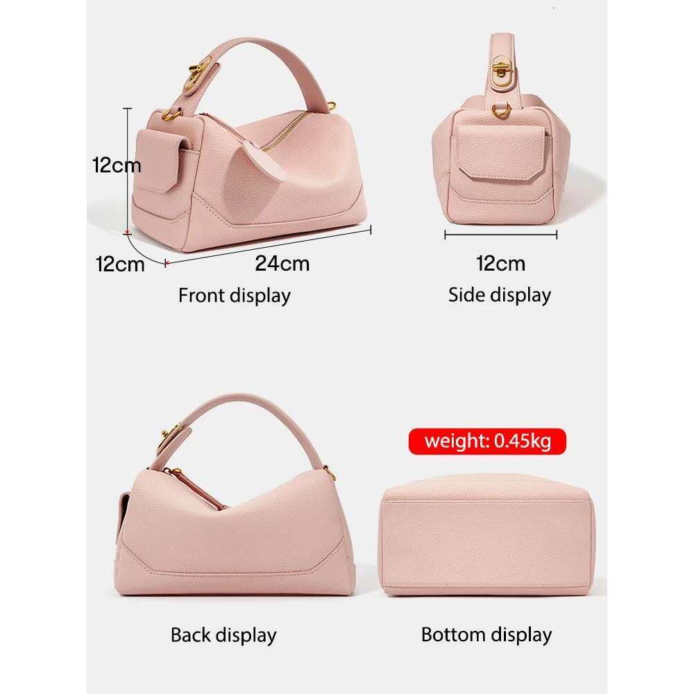 Designer Bag Women Genuine Leather Pillow Bag High Quality Metal Hardware Top Handle Ladies Handbag Small Boston Tassel For Girls Grey Pink