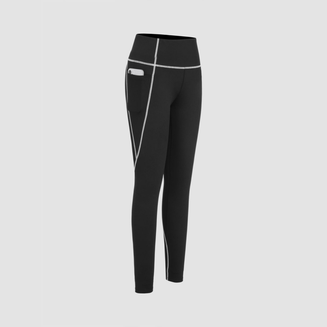 Women's Black High Rise Solid Active Leggings Slim Fit Knit Fabric For Gym Sportswear