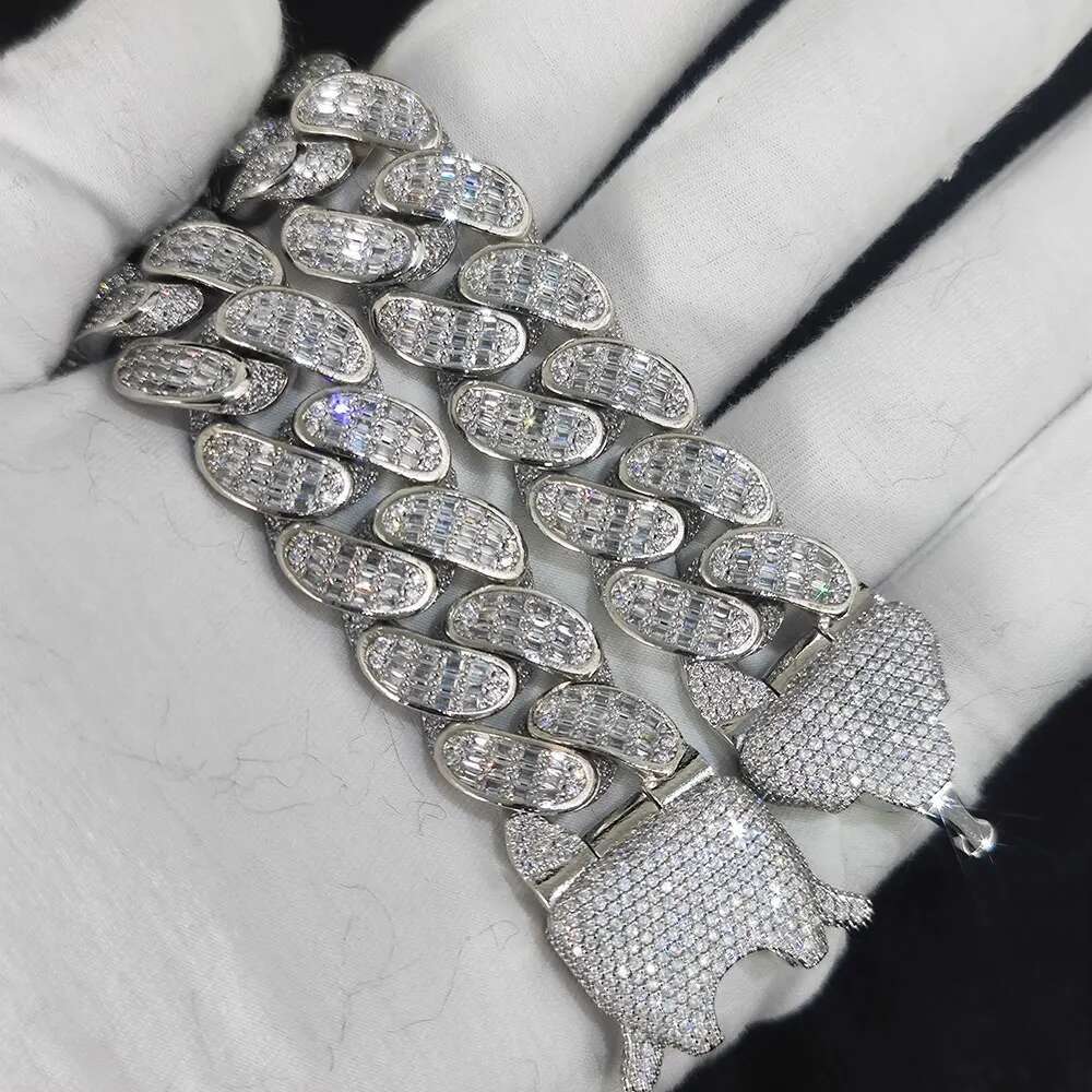 Hip Hop Jewelry 18mm 3 Rows Rectangle CZ Cuban Link Chain Diamond Necklace Bling Heavy Iced Out cuban Chain For Men Party Gift