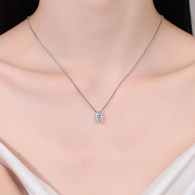 TaiYang GRA 1ct Marquise Teardrop Pendant Moissanite Necklace for Women, Luxurious S925 Wedding Engagement Diamond Necklace with Moissanite Certificat
