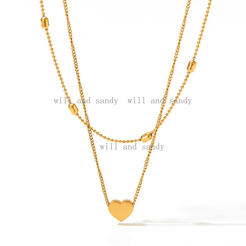 18k Gold Plated Love Heart Necklace Non Tarnish Stainless Steel Chains Gold Layered Chokers Necklaces Dainty Gold Necklace for Women Designer Jewelry 