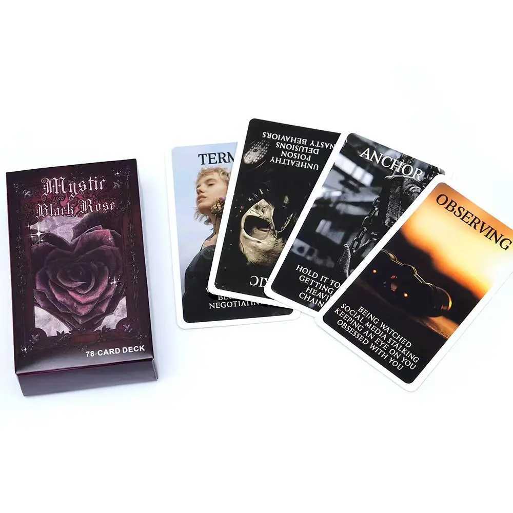 Mystic Black Rose Oracle Deck 78 Pcs Situations Tarot Cards Twin Flame Love Keywords Deck Healing Shadow Work Unique Board Game C251114