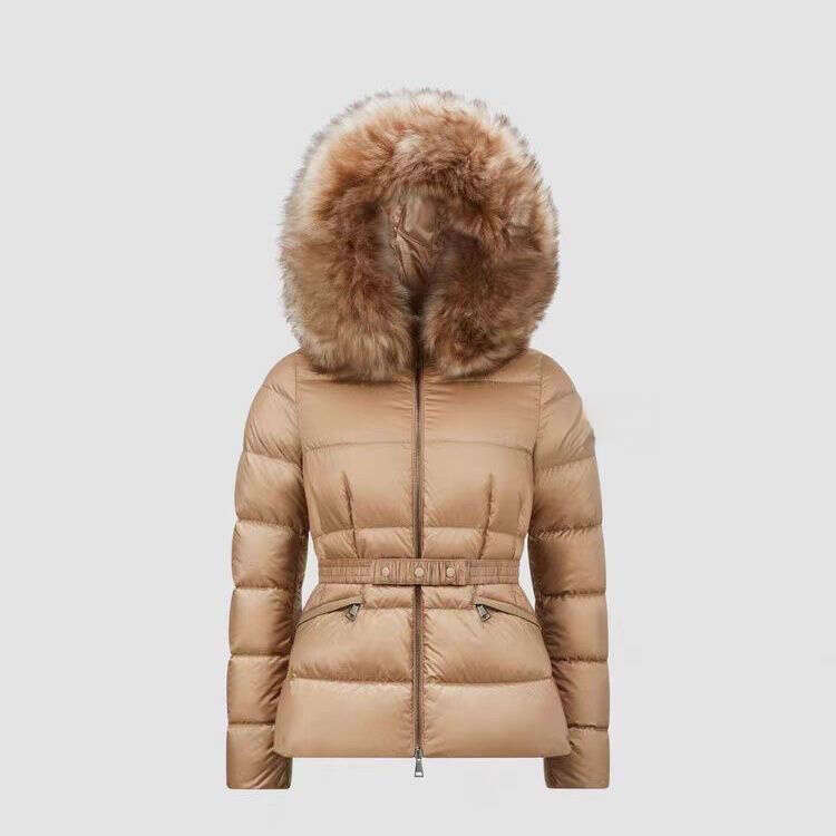 Complete Winter Jacket Fox Duck Down Fur Collar Waist-Cinching Thick Slim-Fit Short Coat Slimming New B2