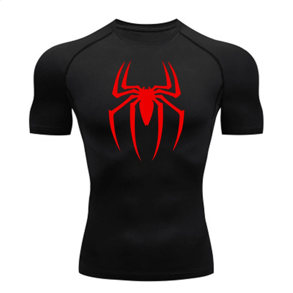 Mens Spider Print Compression Shirt Quick Dry T-Shirt Gym Running Breathable Short Sleeve Spring Summer M-3XL 250411