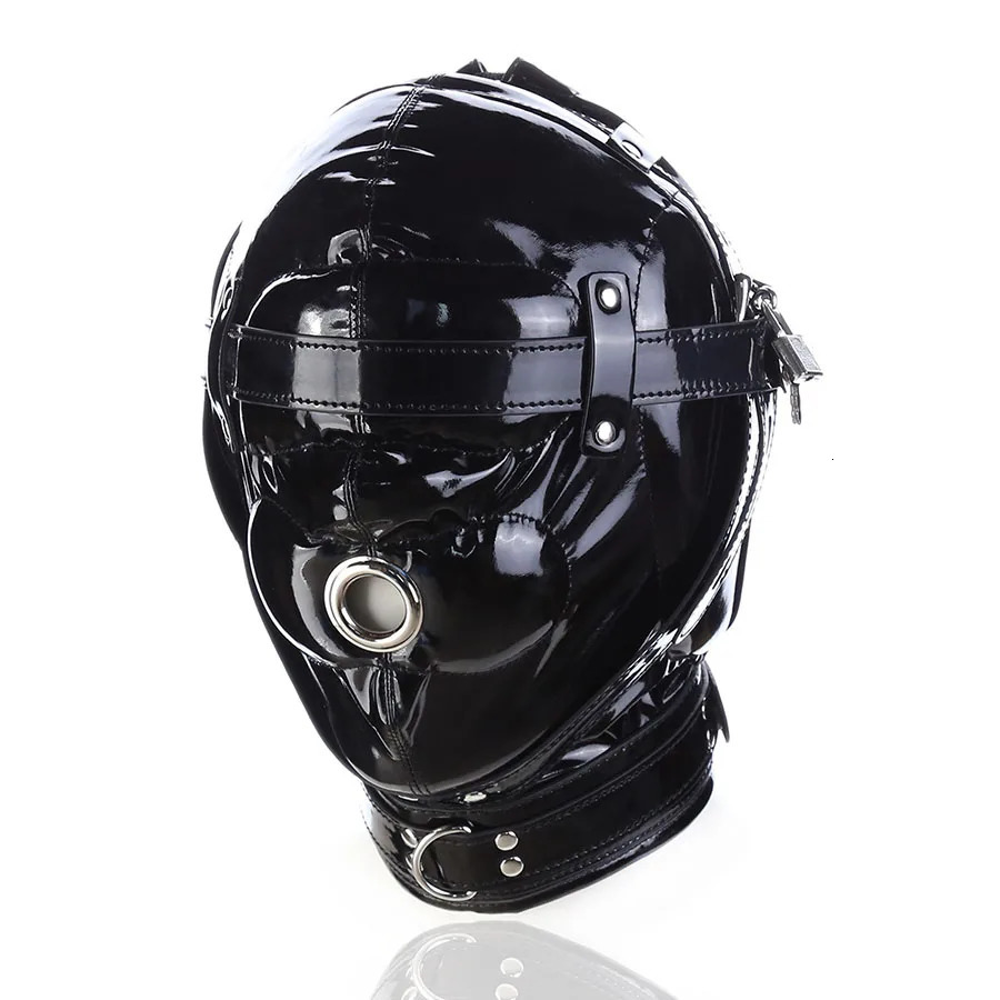 SM Leather Padded Hood BlindfoldHead Harness Mask Gag BDSM Bondage Sex Toys For Couples Accessories 250410