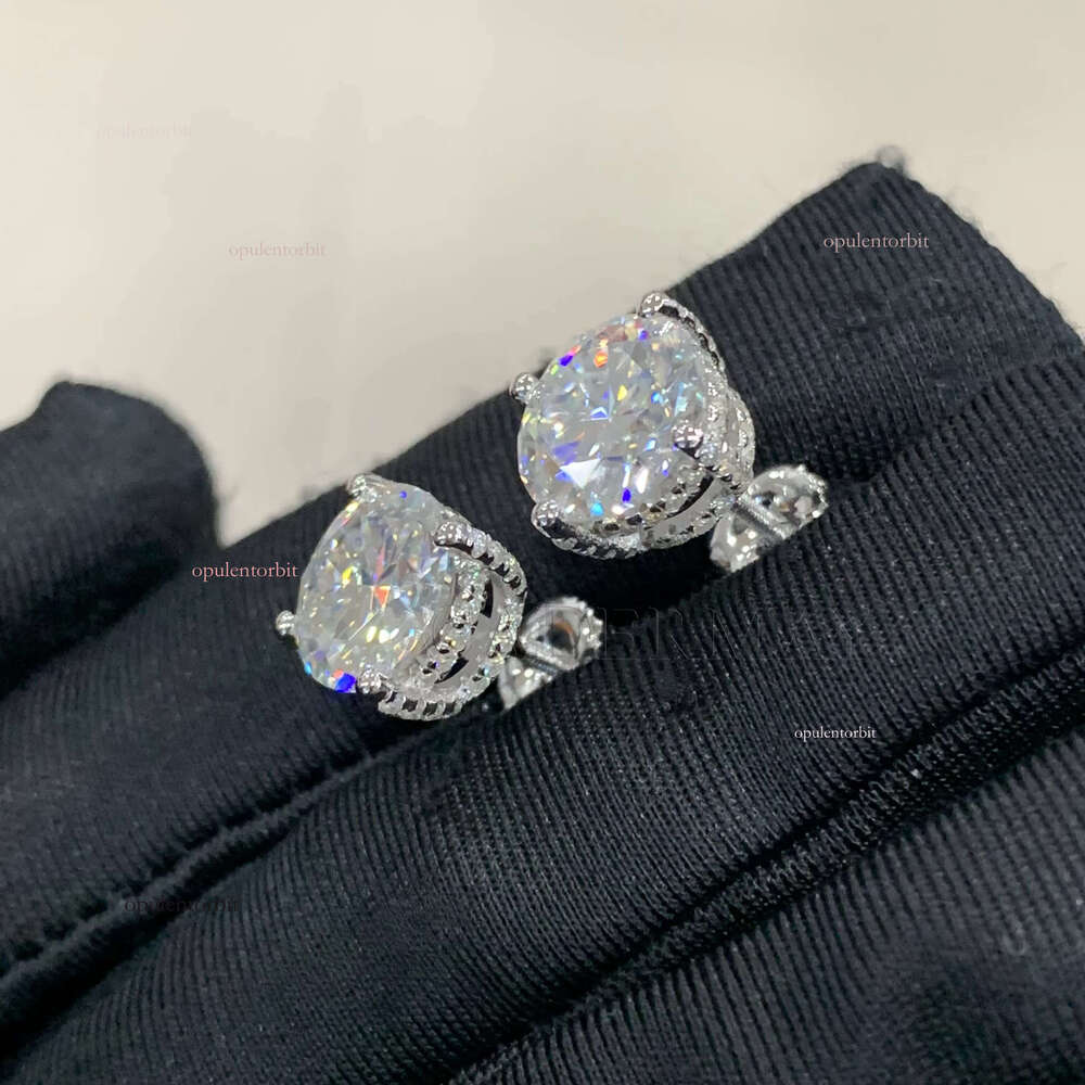 Cardme 9mm 3ct earrings 4 proons spiral push back synthetic silica dragon stud, with GRA certificate