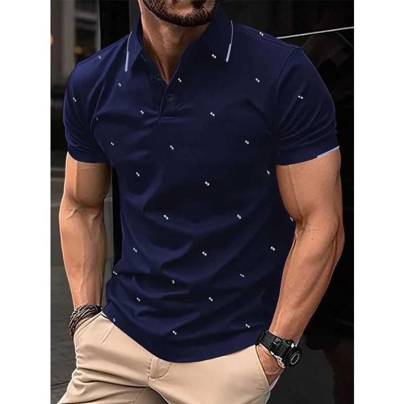 New casual printed short sleeved polo shirt for summer 2024 high-quality micro elastic breathable T-shirt W250414