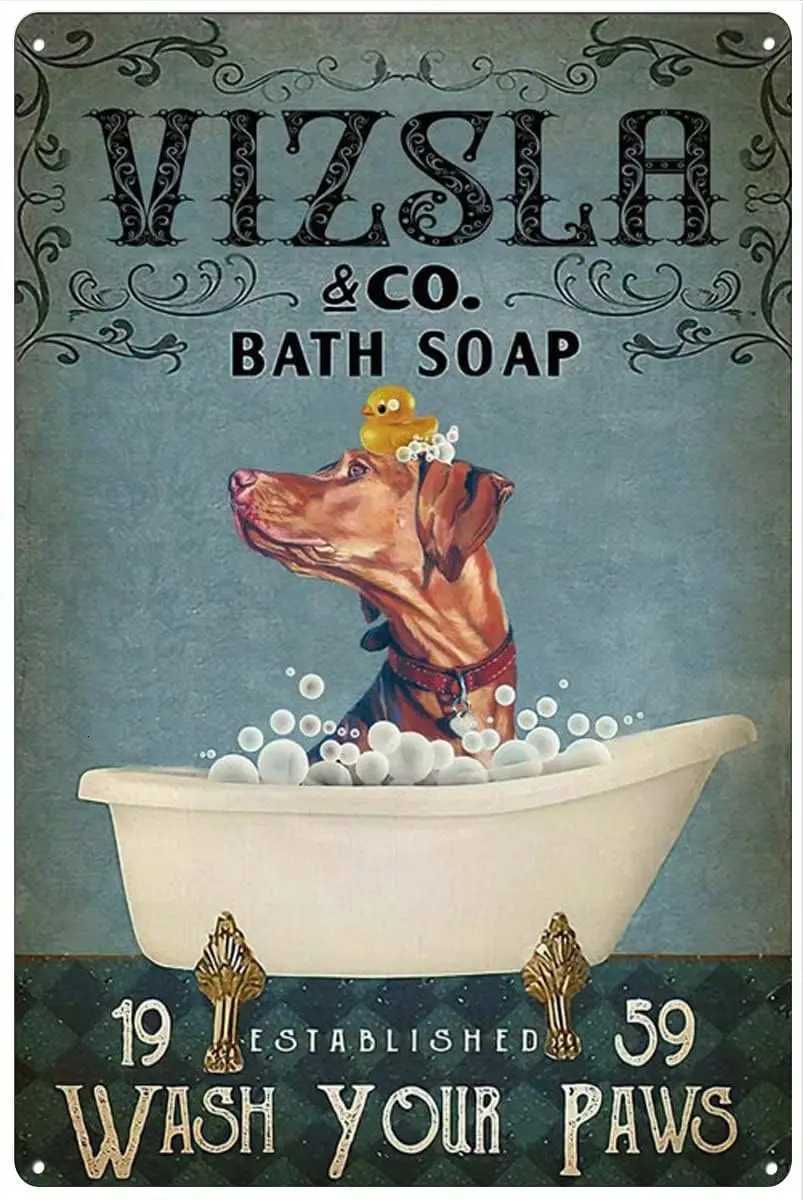 d1Retro Metal Tin Sign es Love Vizsla Dog Poster Love Dog Vintage Poster Vizsla Dog Bath Soap Wash Your Paws Poster Dog Lover GM251114