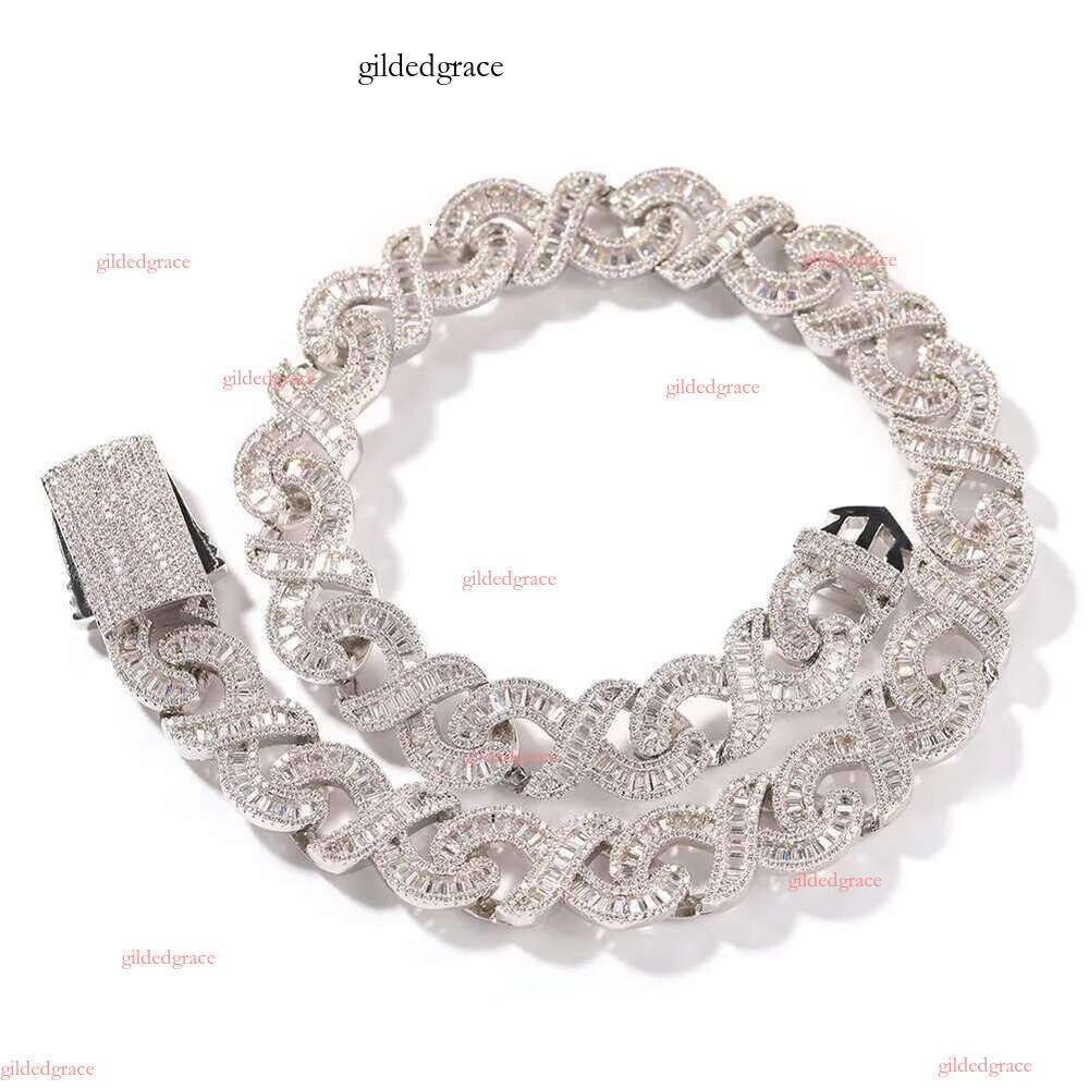 New geometric T-shaped infinite necklace for men with a sense ond personality. 15mm dia inlaid Cuban chain hip-hop jewelry