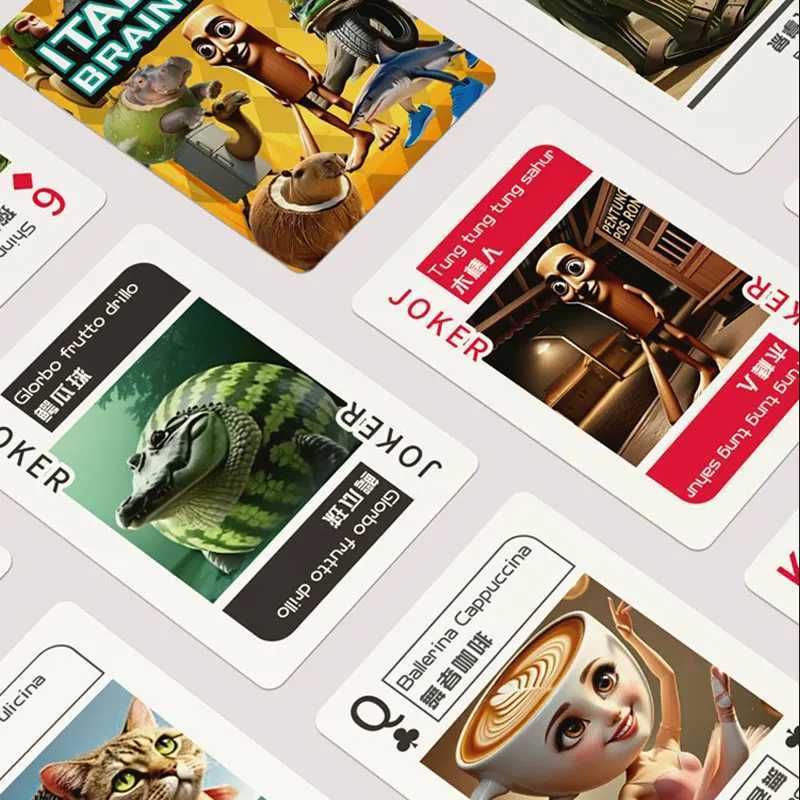 54pcs Italian Brainrotcard Funny Playing Cards Tung Sahur Tralalero Tralala Game Collection Cards Toys C251114