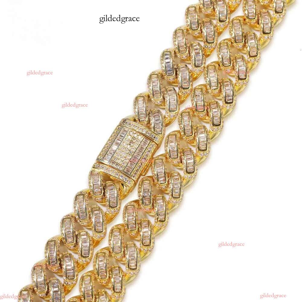 designer chain necklace hip hop jewelry wide 2rows k chains vvs moissanite white gold plated sterg sier cuban bracelets N32